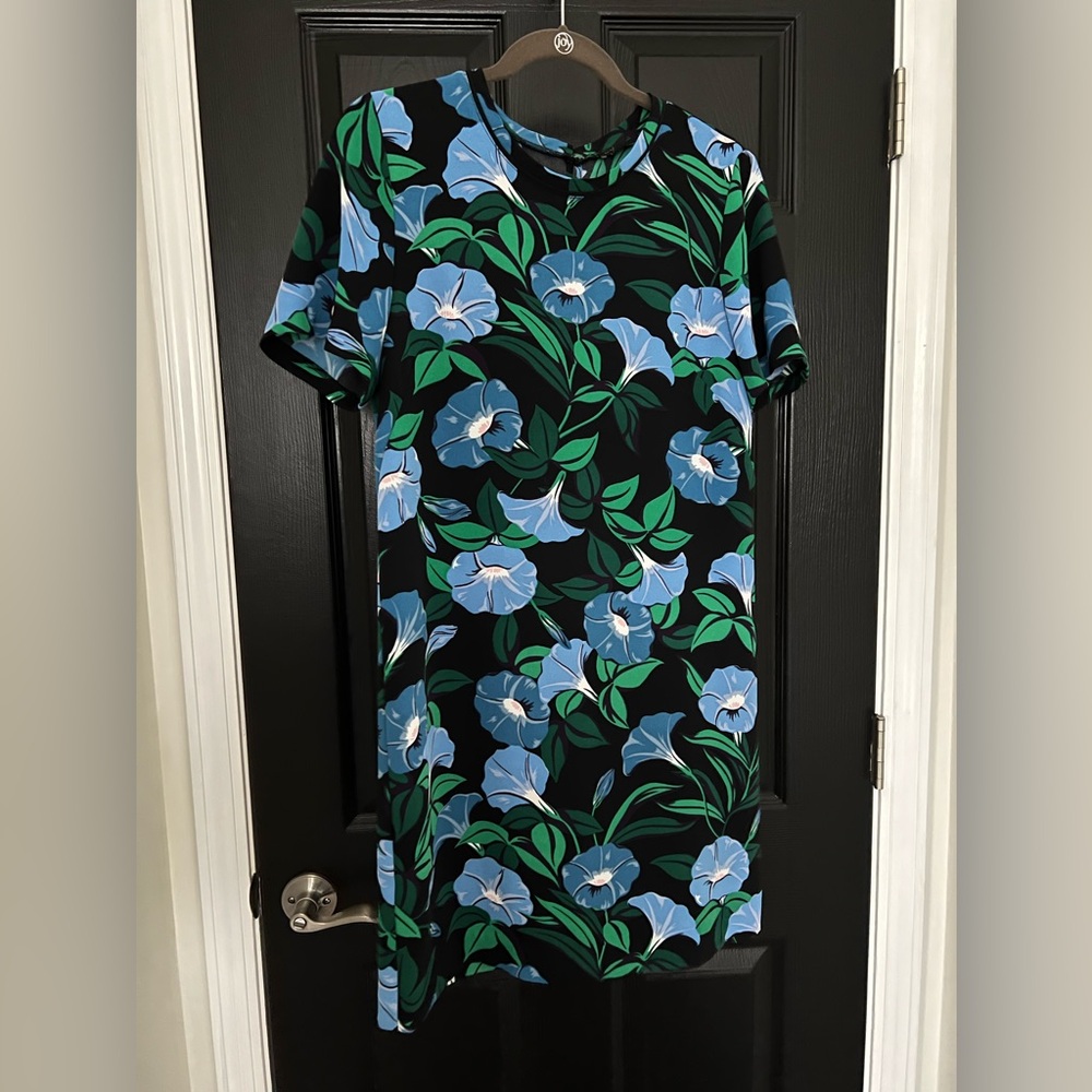 Ann Taylor | Floral Black and Blue Dress